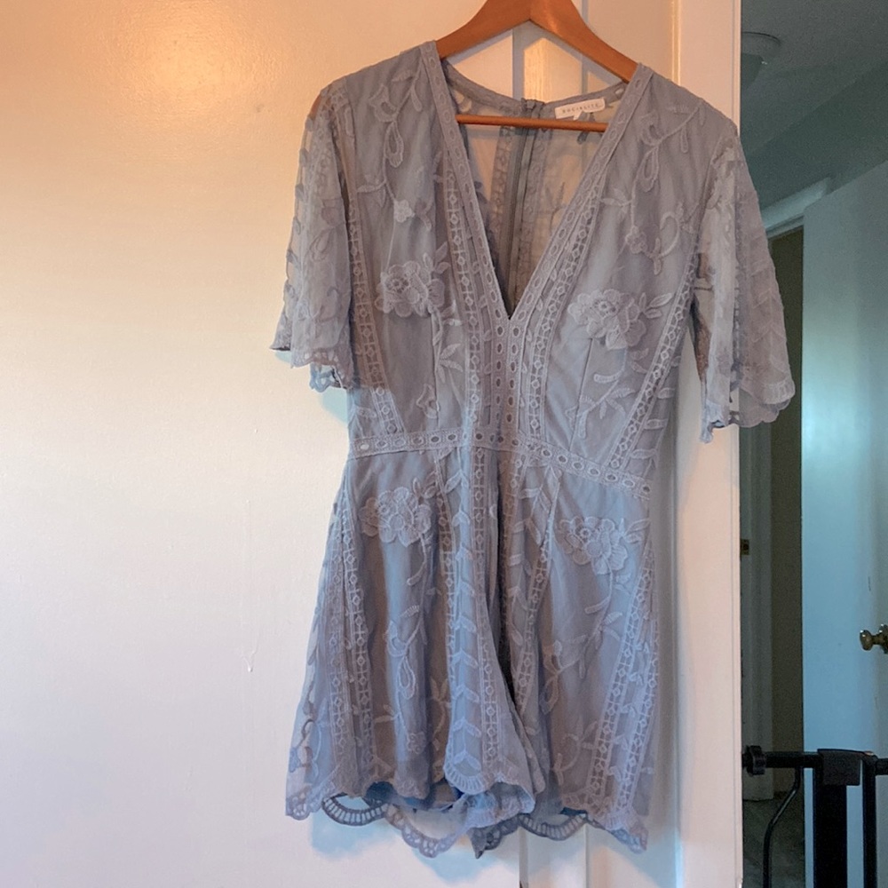 Socialite Plunging Lace Romper